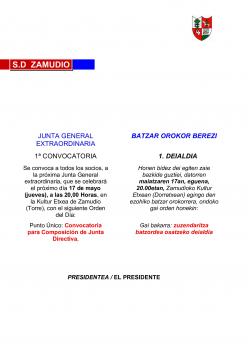 
JUNTA GENERAL EXTRAORDINARIA
08 de Mayo de 2018